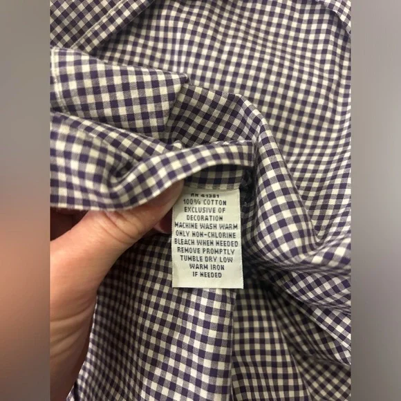 Ralph Lauren Button Down Shirt Mens Large Long Sleeve Purple White Gingham - Picture 4 of 8